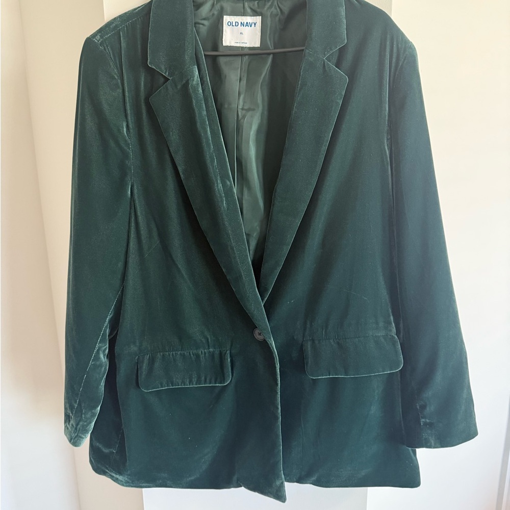 Old Navy Women's Deep Green Velvet Blazer
